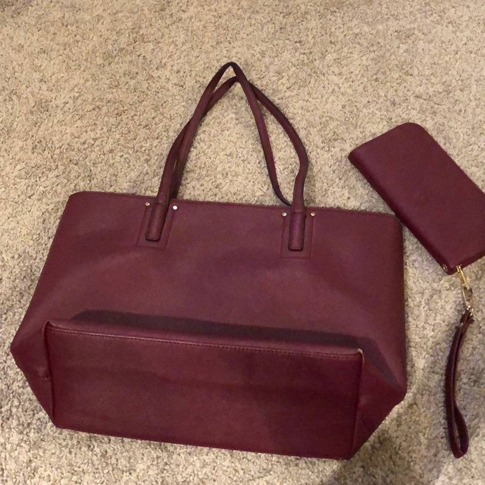 Maroon purse/wallet combo